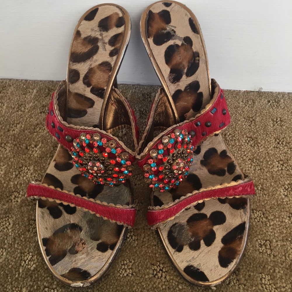 Giuseppe Zanotti Red and Leopard Print Heels